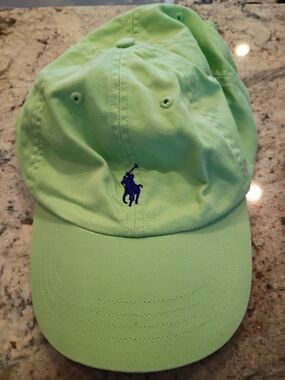 Polo by Ralph Lauren Mint Green Baseball Cap with Navy Pony